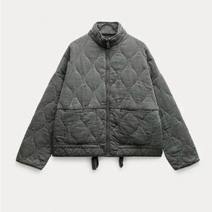 NWOT Zara WM grey quilted jacket